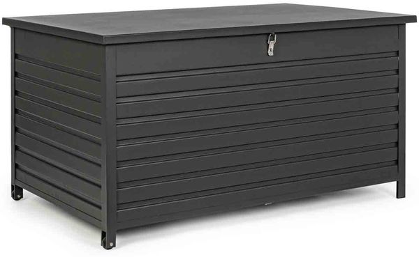 Gartentruhe Citanal aus Aluminium, modern und wetterfest, anthrazit, 155 cm, mit Rädern und Gasdruckfeder