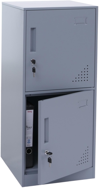 Spind HWC-P63, Schließfach Wertfachschrank Schließfachschrank 2 Türen, 90x38x45cm Stahl ~ grau