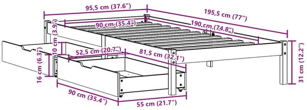 vidaXL Massivholzbett ohne Matratze 90x190 cm Kiefer 3301422 Bild 11