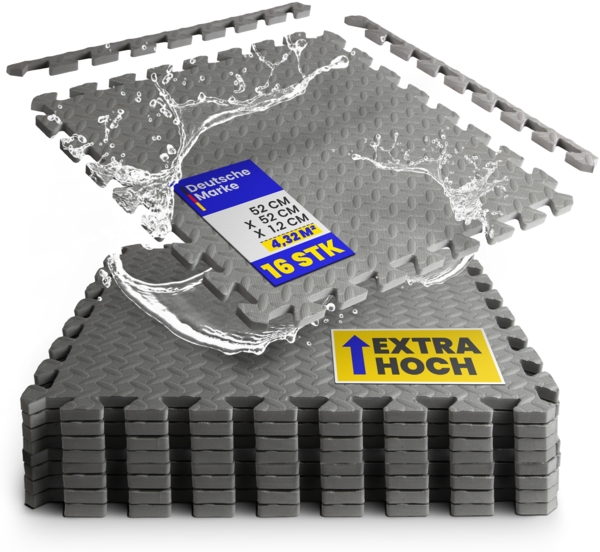 Pool-Bodenschutzmatte, Unterlegmatte zum Schutz ihres Pools, 8 Stück ( 50x50x0,4 cm ) - 2m² - Robustes Stecksystem beliebig erweiterbar Anthrazit 52x52cm (16 Stück - 4,32m²) Extradick