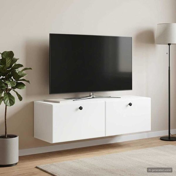 vidaXL Wandmontierter TV-Schrank 98 x 31 x 30 cm Weiß Holzwerkstoff 899235