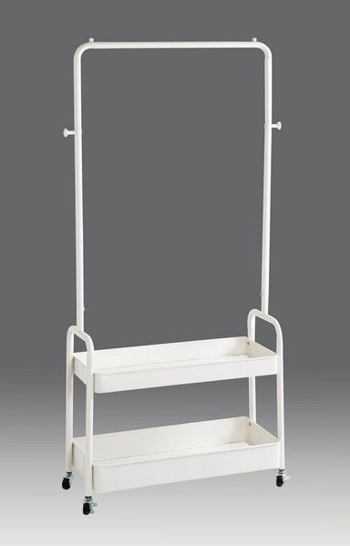 HAKU Garderobenständer Garderobe, Garderobenständer, Kleiderständer auf Rollen, Kleiderwagen, rechteckig - aus Metall Weiß - B/T/H 85/31/155 cm