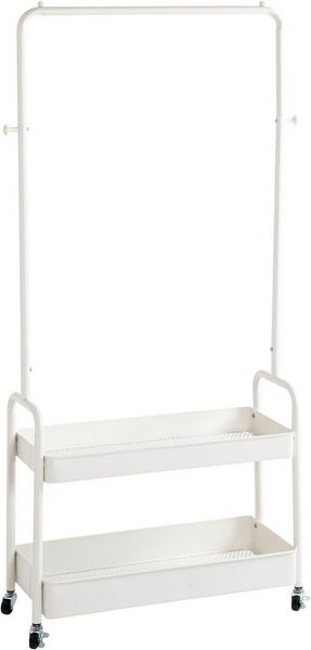 HAKU Garderobenständer Garderobe, Garderobenständer, Kleiderständer auf Rollen, Kleiderwagen, rechteckig - aus Metall Weiß - B/T/H 85/31/155 cm Bild 4