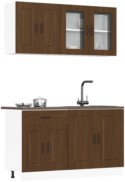 vidaXL 4-tlg. Küchenschrank-Set Kalmar Braun Eichen-Optik Holzwerkstoff 3314858