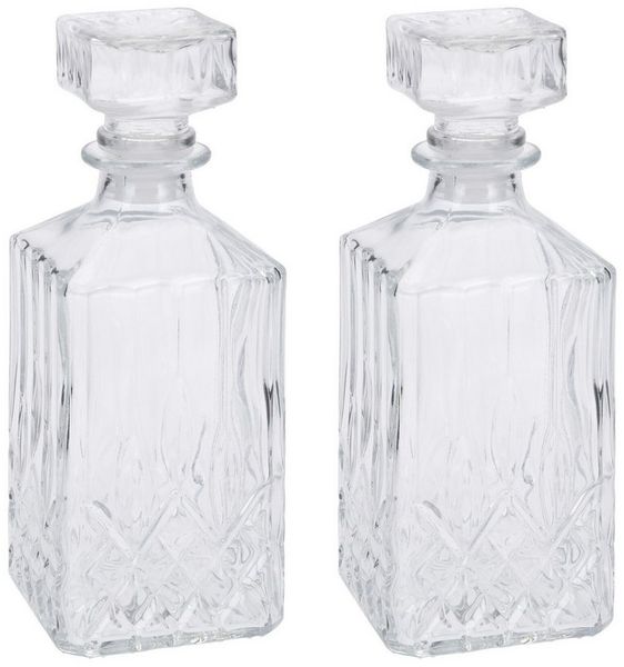 HAC24 Karaffe Whisky Cognac Rum Glas Glaskaraffe Dekanter Flasche Whiskyflasche, (2-tlg), 900 ml mit Glasstopfen