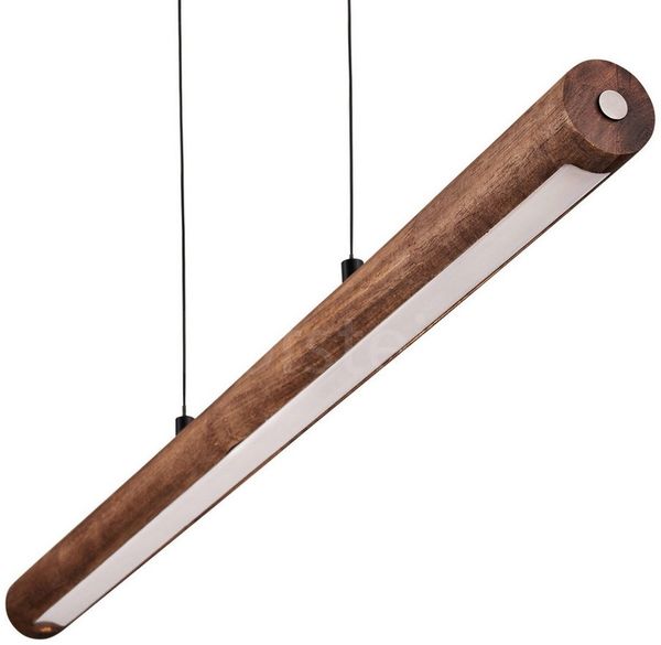 hofstein Pendelleuchte dimmbare Hängelampe aus Metall/Holz/Kunststoff in Schwarz/Dunkelbraun, LED wechselbar, 3000-6000 Kelvin, skandinavisches Design, Touchdimmer, LED 20 Watt, 2100 Lumen