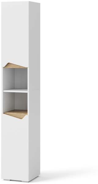 Badschrank Marelle Weiß/Artisan 30 x 180 cm mit Türen, und offenen Fächern Vicco