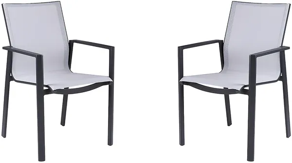 Vente-unique - VALERA Garden dining set Metall SchwarzGrau - B 62,5 cm x H 89 cm x L 57 cm