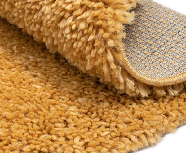 Hochflor Teppich SHAGGY goldgelb rund diverse Größen