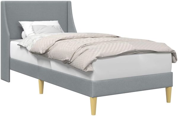 vidaXL Bettrahmen mit Kopfteil, Stoff Hellgrau, 100x200 cm Bild 2