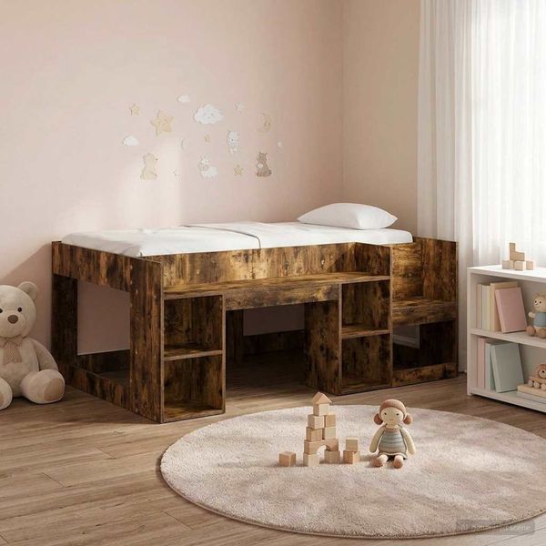 vidaXL Kinderbettgestell mit Stauraum Geräucherte Eiche 80 x 160 cm 3422623