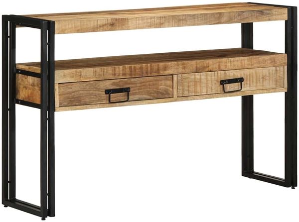 vidaXL Konsolentisch mit Regal Braun 120 x 33 x 75 cm Massivholz Mango 4102739