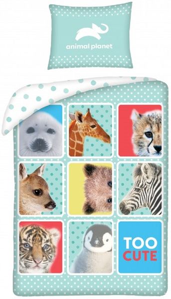 Animal Planet Bettwäsche Set aus Baumwolle Bettdeckenbezug 140 × 200 cm mit 70 × 90 cm Kissenbezug