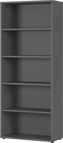 bümö Space Aktenregal Holz, Mehrzweckregal 80 cm breit in Graphit - Regal für 5 OH, Büro Regal groß als Möbel für Arbeitszimmer, Büroregal, Bücherregal & Ordnerregal, SPCAR5OH547