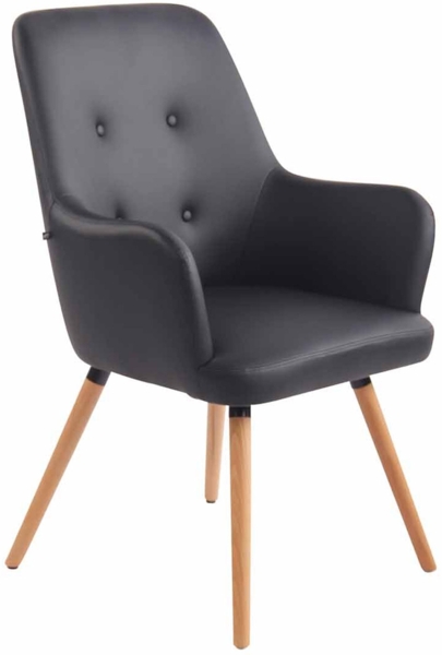 CLP Lounger Aarhus Kunstleder mit Armlehnen und Gestell aus Buchenholz,schwarz natura