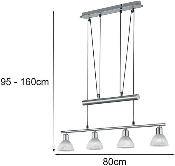 Trio Leuchten 'Levisto' höhenverstellbare LED-Zugpendelleuchte, Metall nickel matt, 4-flammig, 80cm Bild 4