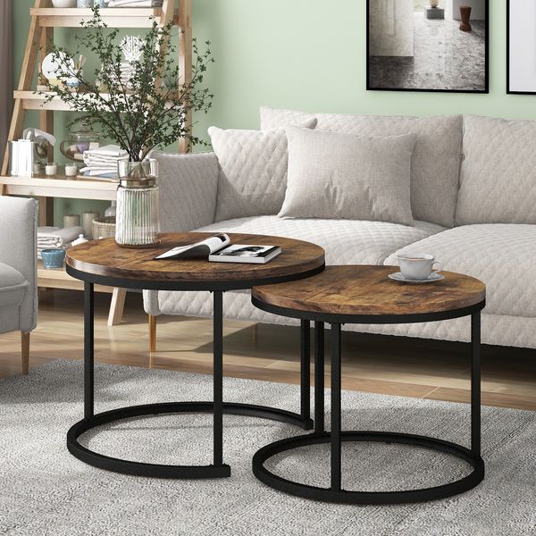 MODFU Couchtisch 2-in-1 runder Couchtisch (2 Stücke Groß und Klein)