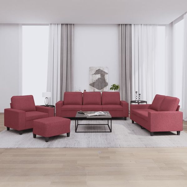 vidaXL 4-tlg. Sofagarnitur Weinrot Stoff 3201880