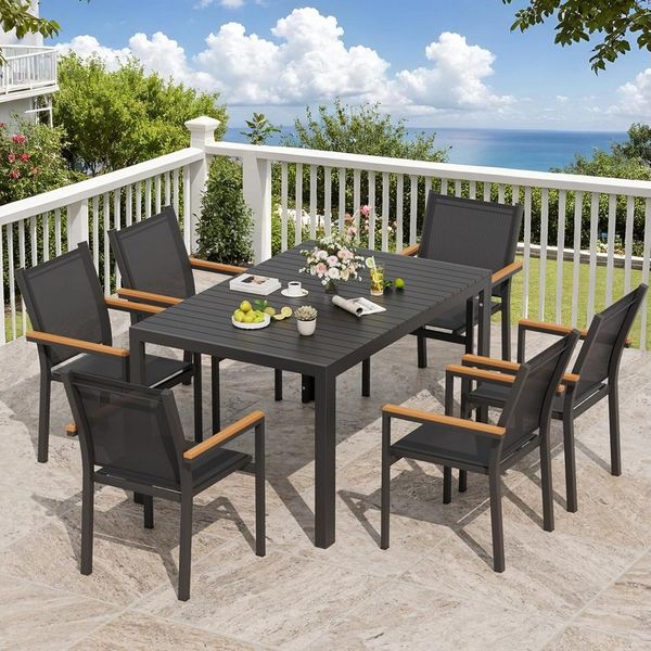 TLGREEN Gartentisch Wetterfest,Balkontisch Aluminium mit WPC Tischplatte, (Outdoor Esstisch für Balkon und Terrasse, Leichtgewicht), Stabiler Quadratisch Terrassentisch