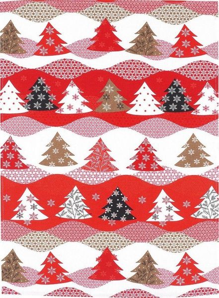 Kracht Geschirrtuch Winterwald, (Set, 3-tlg, Set), 3er Pack Geschirrtücher (3 Stück), ca. 50x70 cm, Halbleinen bedruckt
