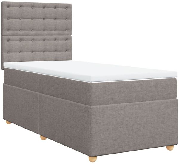 vidaXL Boxspringbett mit Matratze Taupe 100x200 cm Stoff 3293509 Bild 3
