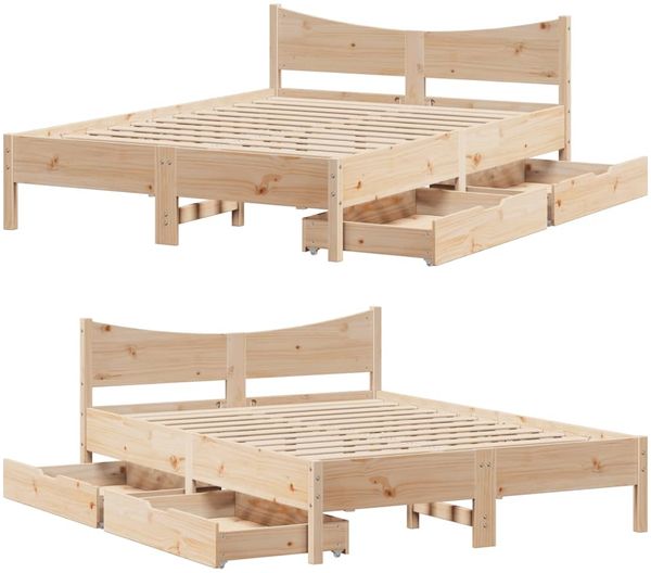 vidaXL Massivholzbett mit Schubladen 120x190 cm Kiefer 3301923 Bild 9