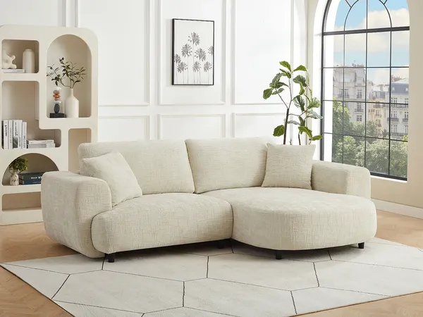 Vente-unique - RULAMA Sofa Stoff Beige - B 154 cm x H 84 cm x L 250 cm