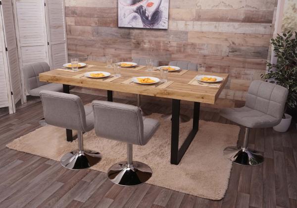 6er-Set Esszimmerstuhl Kavala, Küchenstuhl Stuhl, Stoff/Textil Chrom drehbar FSC®-zertifiziert ~ hellgrau