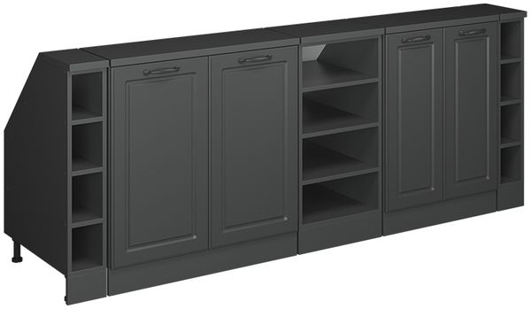 Dachschrägenschrank-Set Rion Anthrazit Landhaus 210 cm 5er Set Schrankkorpuss 60 cm Tiefe Vicco