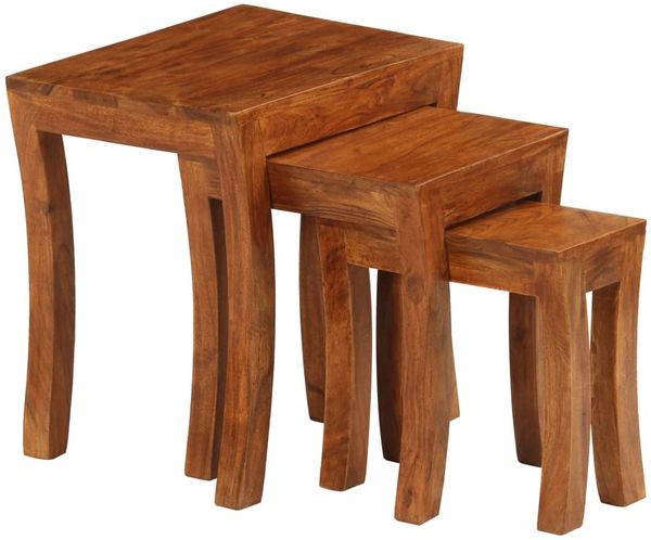 3-tlg. Couchtische-Set, Sofatische Massivholz Akazie 50x35x50 cm Braun