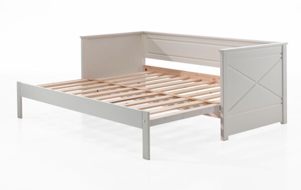 Kojenbett mit Auszug, Liegefläche von 90x200 auf 180x200 erweiterbar, Kiefer mit MDF weiß lackiert