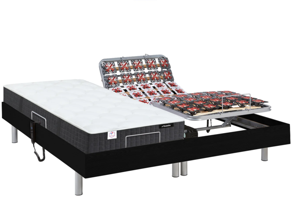 Vente-unique - Relaxbett elektrisch - Taschenfedernkernmatratzen mit Formgedächtnis - PHANES von YSMÉE - mit OKIN-Motor - Schwarz- 2 x 90 x 200 cm Bild 3