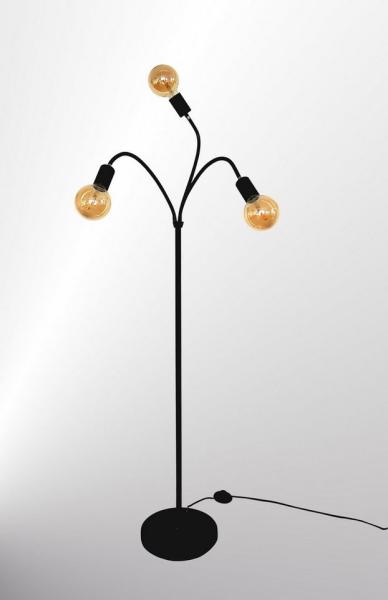 TRANGO LED Stehlampe, 3-flg 1531A-SD Stehlampe Anthrazit-matt *EARTH* inkl. 3x 4W 3-Stufen dimmbar E27 LED Leuchtmittel 2500K Gold-warmweiß ca. H1550mm 3 Lampenarmen schwenkbar, Stehleuchte, Bürolampe, Standlampe Bild 1