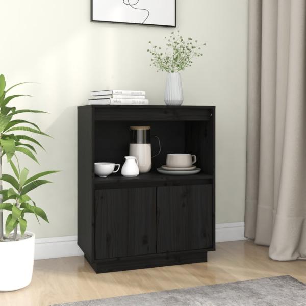 Sideboard Schwarz 60 x 34 x 75 cm Massivholz Kiefer [813524]