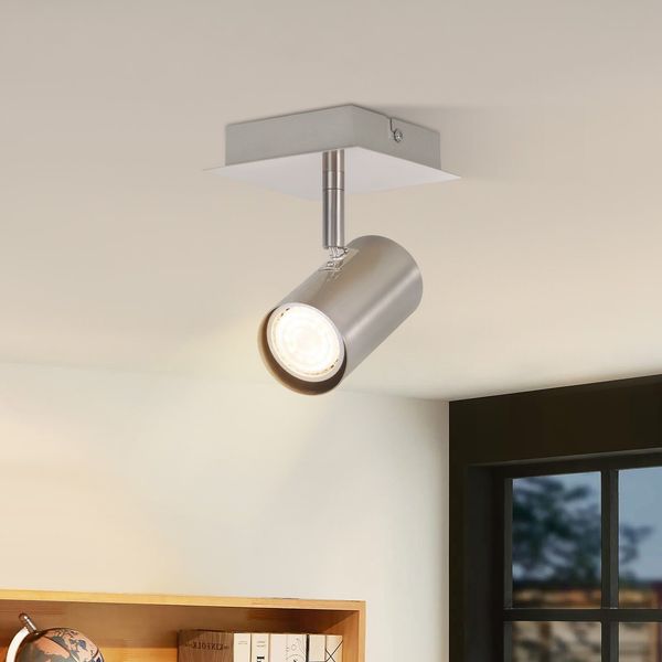 ZMH Deckenstrahler 1 Flammig Flurlampe GU10 - LED Deckenspots Nickel 330°Schwenkbar Modern Deckenlampe Innen für Schlafzimmer Wohnzimmer Kinderzimmer Küche Flur Ohne Leuchtmittel