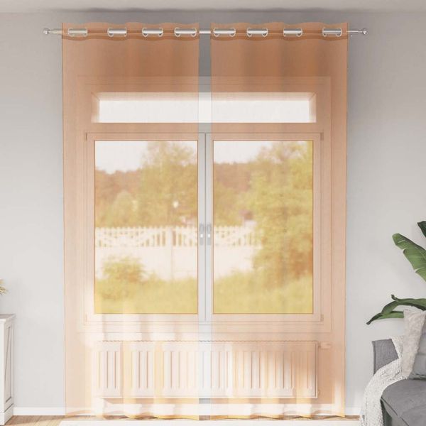 vidaXL Voile Vorhänge mit Ösen 2 Stk. Terrakotta 4102142