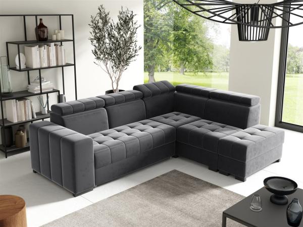 Ecksofa Schlafsofa Sofa CESENA Stoff Salvador Grafit Ottomane Rechts