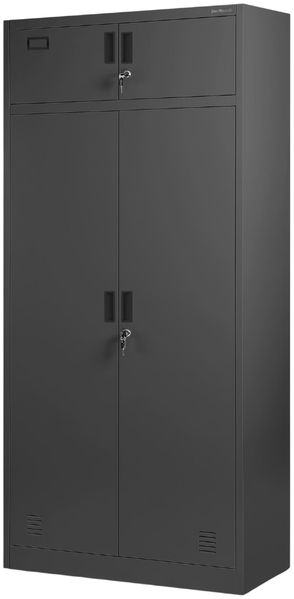 Mehrzweckschrank Metall mit Erweiterung BORYS - 185x90x50cm Anthrazit | Büroschrank Spind Stahlschrank Archivschrank Aktenschrank Metallschrank