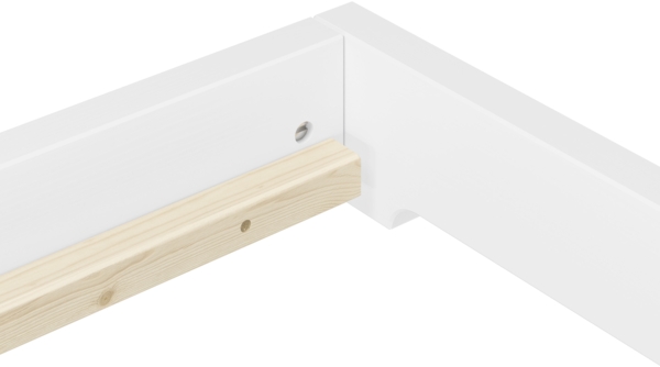 Weißes Massivholzbett extra niedrig in Überlänge 100x220 Kiefer V-60.47W-10-220ohne Zubehör Bild 7