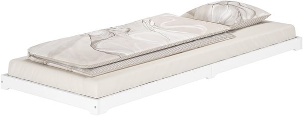 Weißes Massivholzbett extra niedrig in Überlänge 100x220 Kiefer V-60.47W-10-220ohne Zubehör