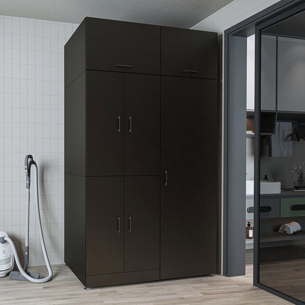 Roomart Waschmaschinenumbauschrank DORA 130 cm Waschmaschinenschrank + Hochschrank 60 cm, in 5 Farben (für Waschmaschine & Trockner mit Regalboden, Waschmaschinenschrank mit breitem Hochschrank – 2 Höhen) 130 kg Belastbarkeit, Hochschrank, links/rechts...
