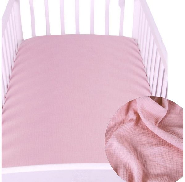 BabyLux Spannbettlaken BabyLux Spannbettlaken Musselin 60x120 70x140 Baby-& Kinderbett, Rosa 70x140