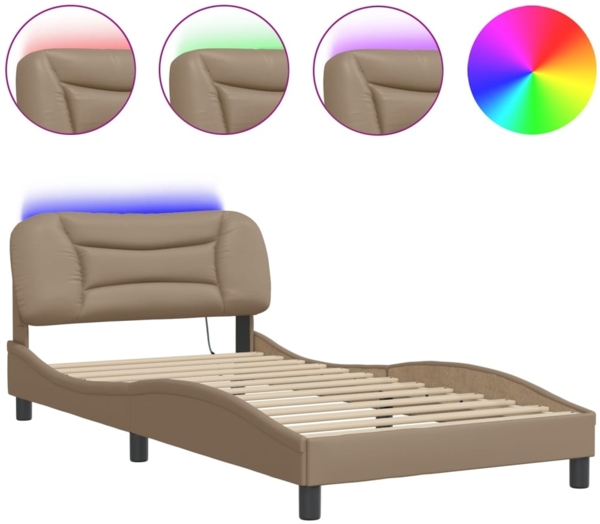 vidaXL Bettgestell mit LED ohne Matratze "Hvar" Cappuccino-Braun 100x200 cm 3213917