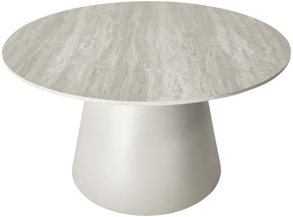 Couchtisch Oganto Ø80 cm in Travertin-Dekor, Hellgrau