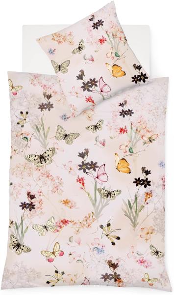 Fleuresse Mako-Satin Bettwäsche 200x220 Schmetterling Rosen Blüten rosa 114346-4