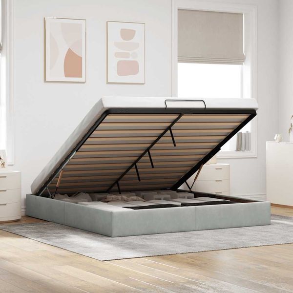 vidaXL Ottoman-Bett ohne Matratze Hellgrau 160x200 cm Samt 3310973