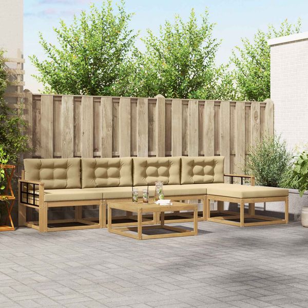 vidaXL Outdoor-Sofagarnitur 6 pcs Weiß und Beige 79 x 79 x 37 cm 3386352