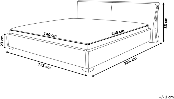 Wasserbett Leder gold 140x200 cm mit LED-Beleuchtung bunt PARIS Bild 2