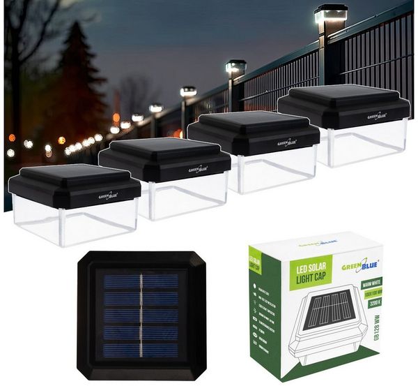 GreenBlue LED Solarleuchte GB125/GB127/GB128 Aufsatz Solarlampe für Pfosten, LED fest integriert, Warmweiß, Lichtquelle im Garten Wegbeleuchtung