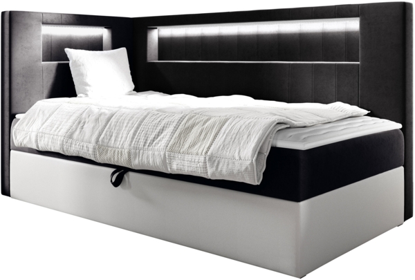 Boxspringbett 'Gladino Junior 3' schwarz 80x200 cm Links